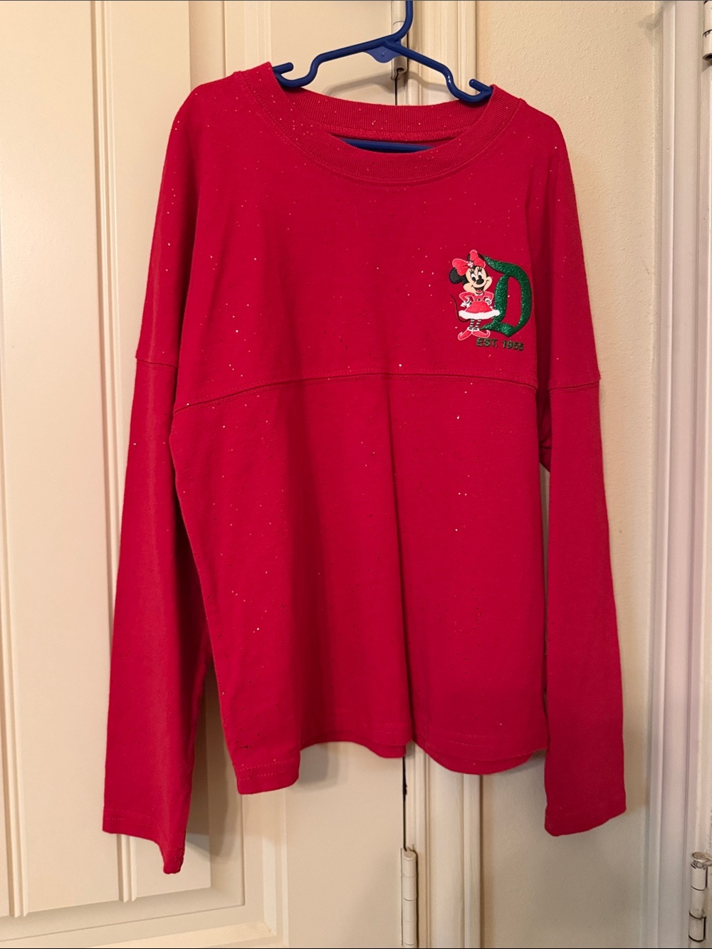 Disney Red Minnie Mouse Sparkle Spirit Jersey Sweatshirt